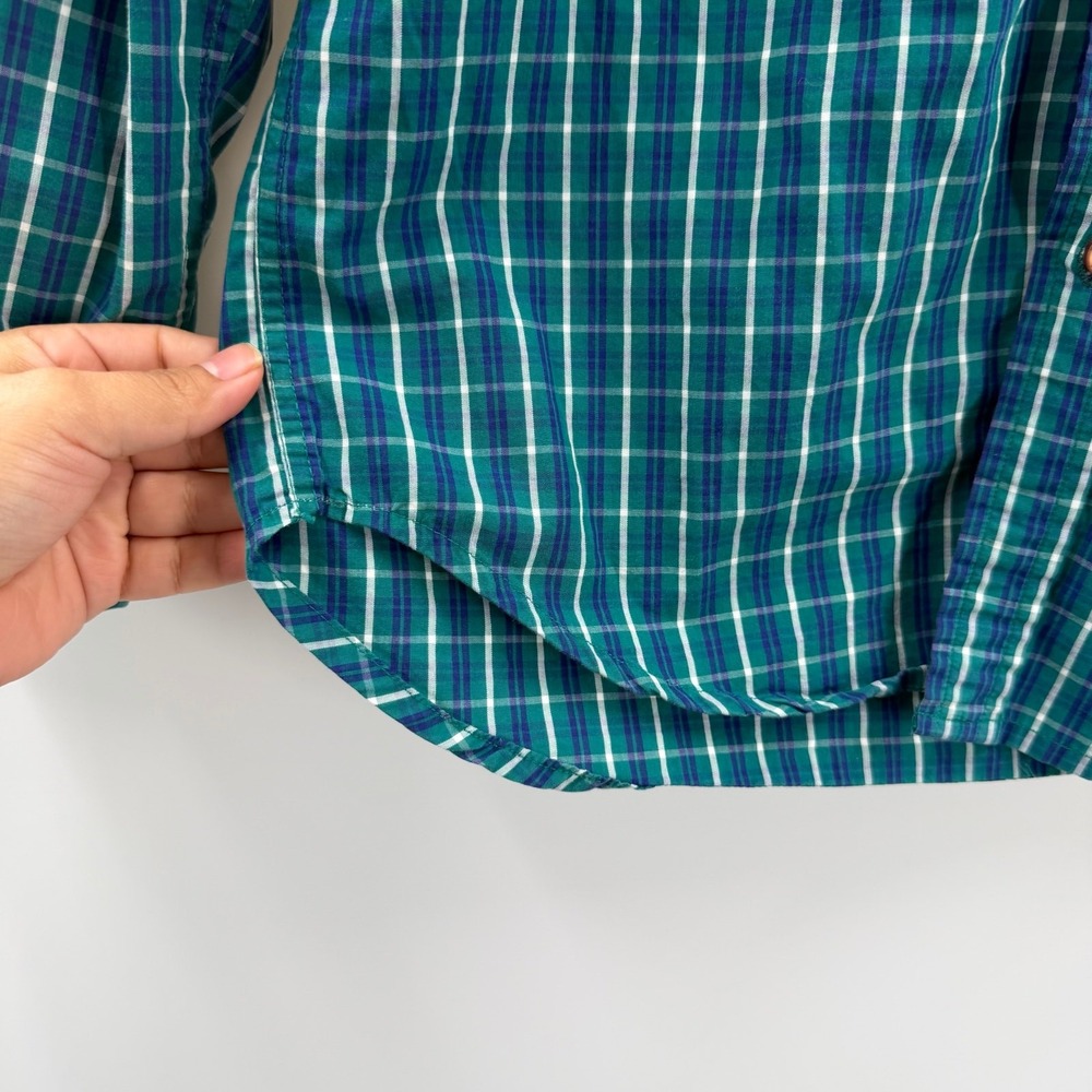 Polo Ralph Lauren Mens Green Blue Plaid Slim Fit Button Down Shirt Size M - Picture 7 of 10